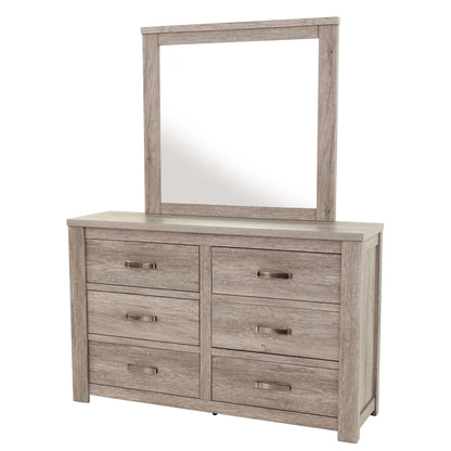 1 Piece Dresser With Handles, 6 Drawers - Light Gray
