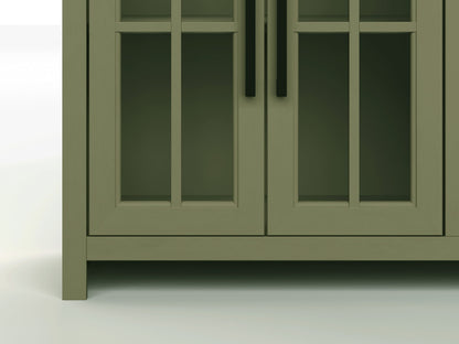 97" Fireplace TV Stand Console For TVs Up To 100" - Sage Green And Fruitwood Finish
