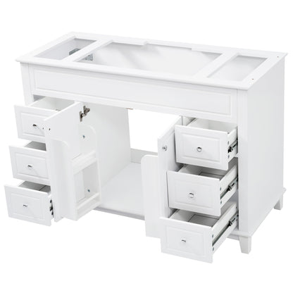 Bathroom Vanity Cabinet Only, 6 Soft Close Drawers & Double Doors - White