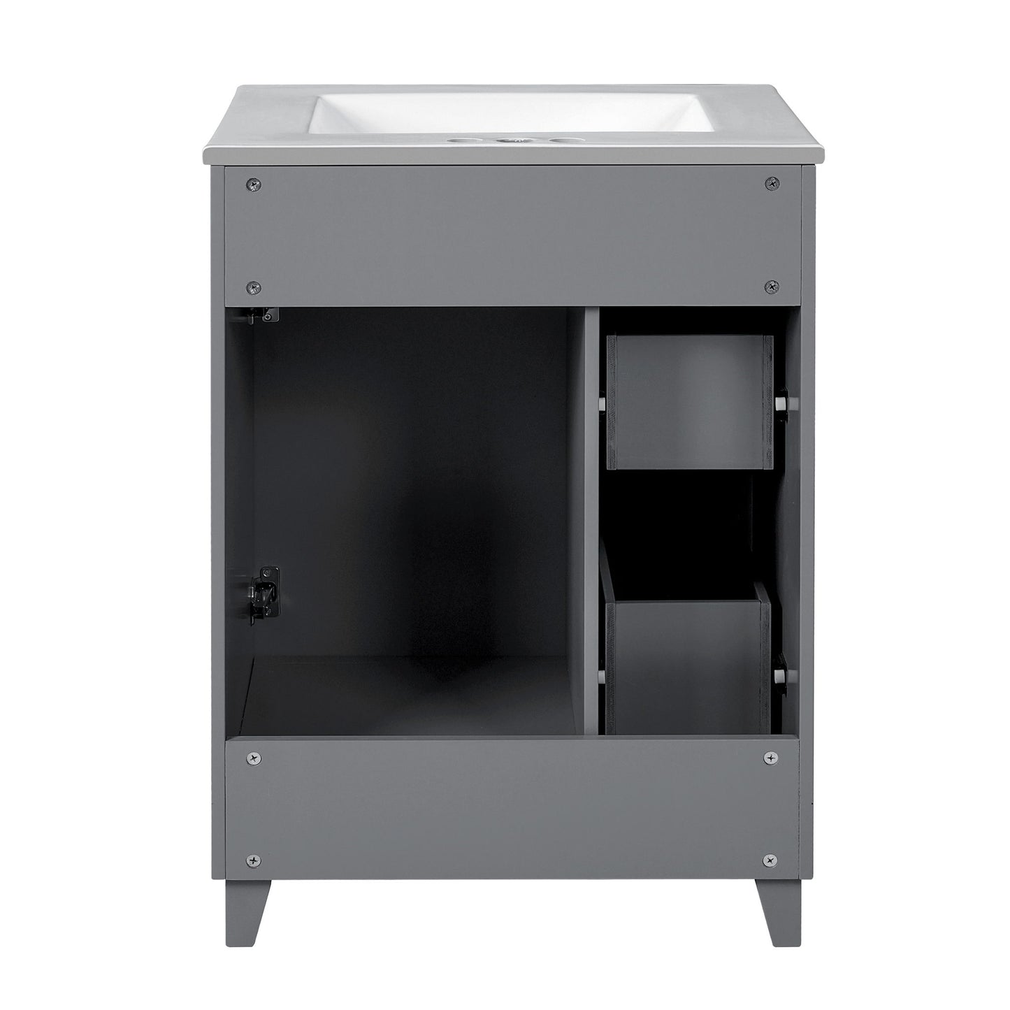 Transitional Style Bathroom Vanity Cabinet With Ceramic Sink