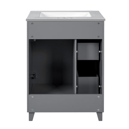 Transitional Style Bathroom Vanity Cabinet With Ceramic Sink