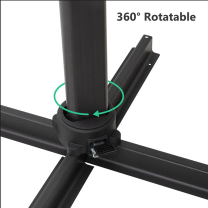 Round Cantilever Patio Umbrella With 360 Rotation & Infinite Tilt Adjustment