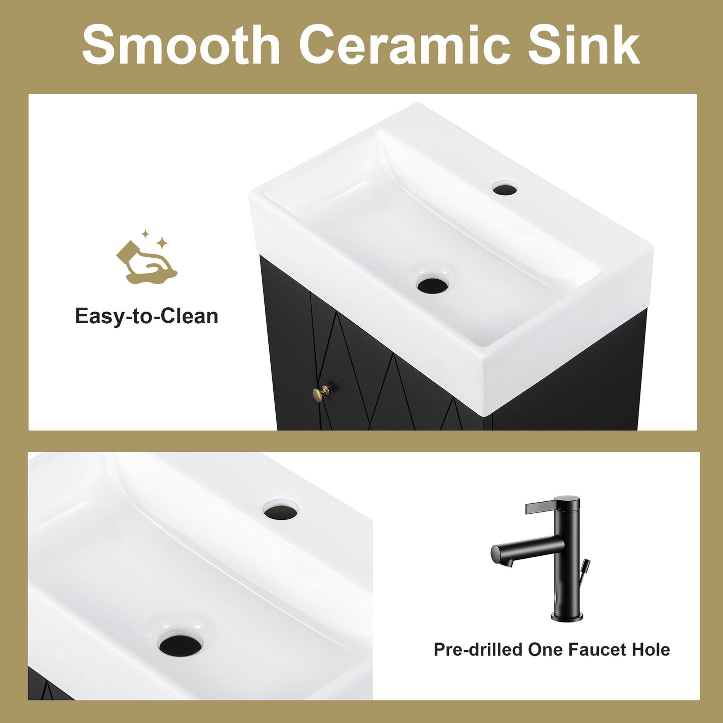 Modern Bathroom Vanity With Sink, Diamond Pattern Doors