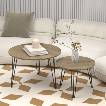 Round Nesting Coffee Table For Living Room (Set of 2)