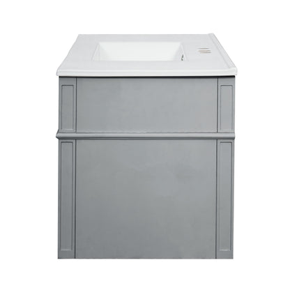 Modern Wall Mounted Floating Cabinet With Double Drawer And Sink