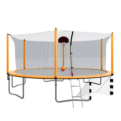 16Ft Trampoline With Basketball Hoop Pump And Ladder (Inner Safety Enclosure) With Soccer Goal