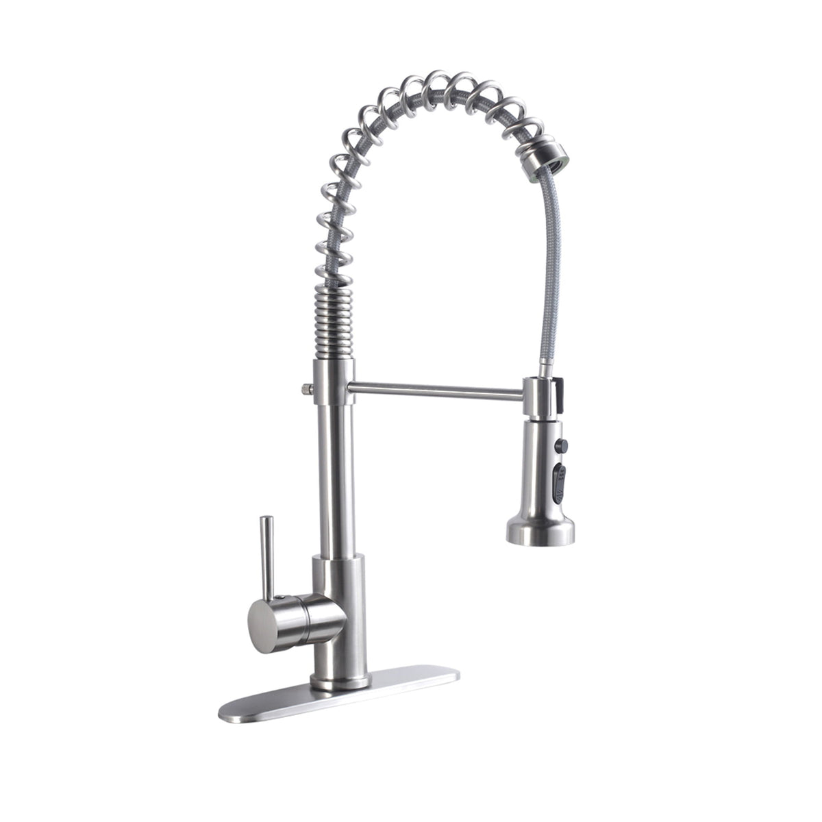 21" Commercial Kitchen Faucet With Dual Function Pull Down Sprayhead In, Stainless Steel - Brushed Nickel