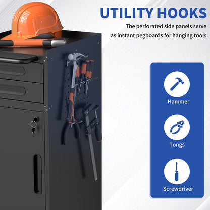 Rolling Tool Cabinet Heavy Duty Garage Storage With Lockable Doors
