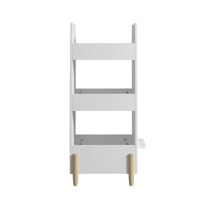 Bear Shaped Bookshelf With Chalkboard Side, 3 Tier Storage Organizer For Playroom - White