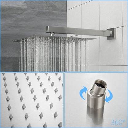 Modern Shower System With Adjustable Slide Bar, Stainless Steel And Brass Construction