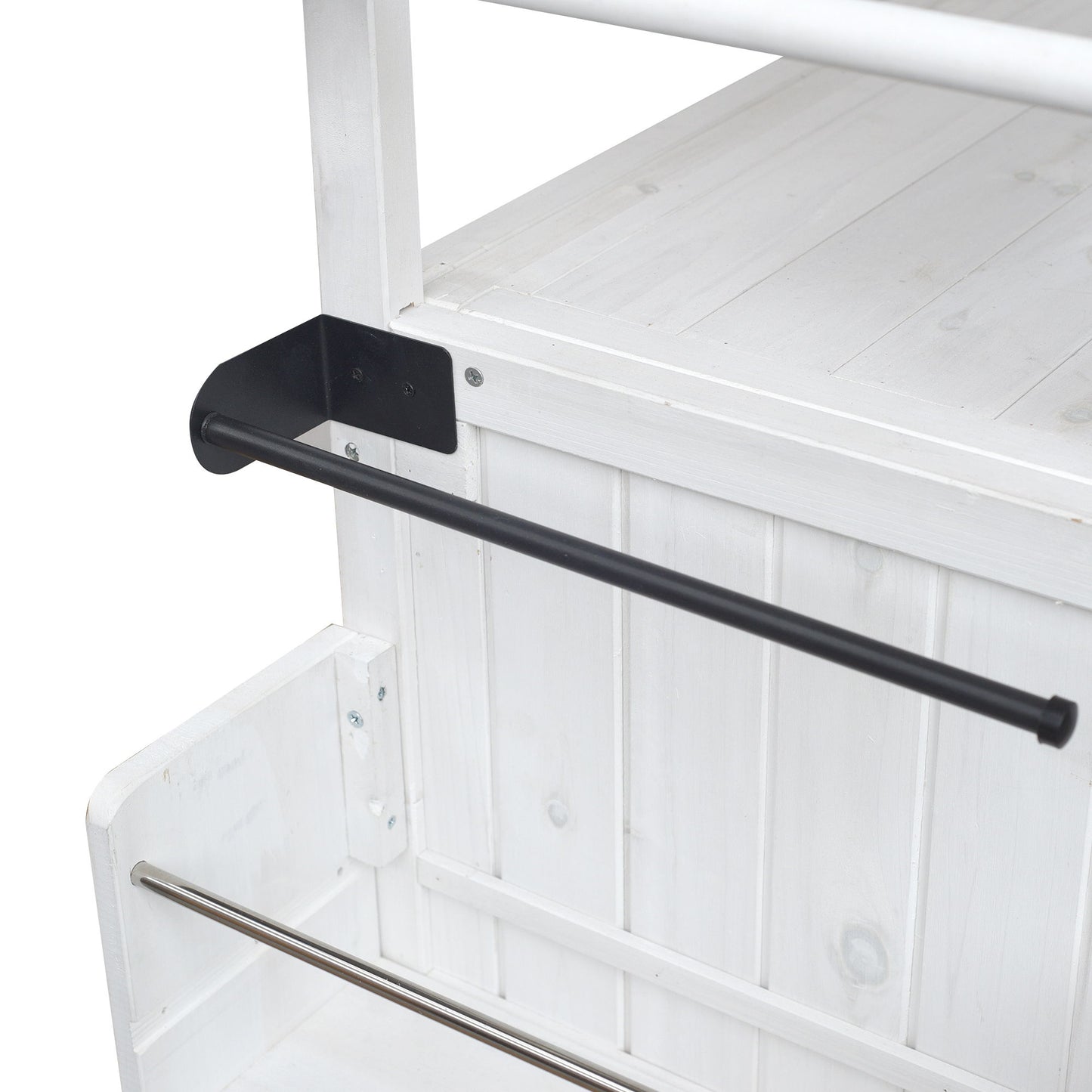 Foldable Outdoor Kitchen Island With Lockable Wheels, Storage Cabinet And Towel Rack For Patio