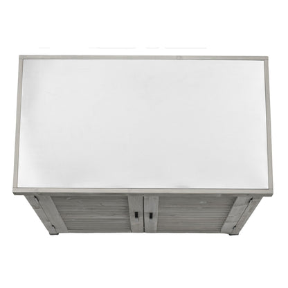 Potting Bench With Storage Cabinet And Metal Table Top For Outdoor