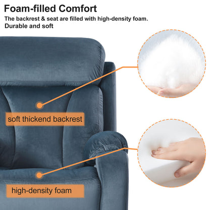 Power Lift Chair Recliner With Remote Control, Electric Reclining Sofa, Fabric Power Recliner For Living Room - Navy Blue