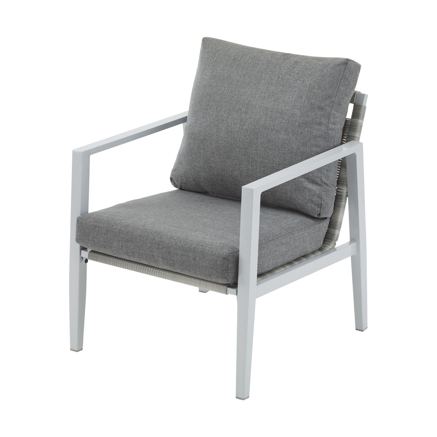 Modern Lounge Chair With Rope Accents And Cushions