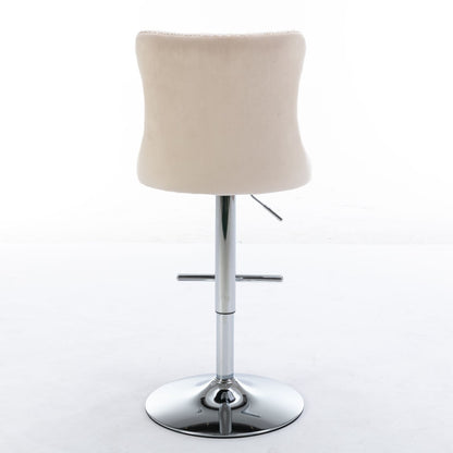 Swivel Barstools Adjusatble Seat Height From 25-33", Modern Upholstered Base Bar Stools With Backs Comfortable Tufted For Home Pub And Kitchen Island (Set of 2)