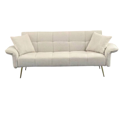 Convertible Double Futon Sofa Bed With Folding Armrests For Living Rooms