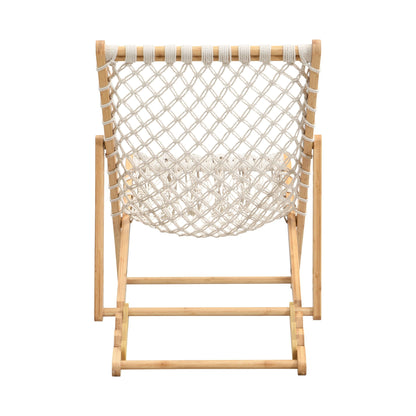 Bamboo Weaving Chair Set With Handwoven Rope For Patio And Living Spaces - Natural