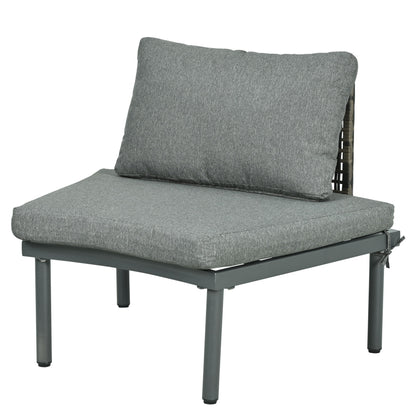 6 Piece Patio Set, Half Moon Outdoor Sectional Sofa With 2 High Low Coffee Tables, 4 Pillows & Cushions