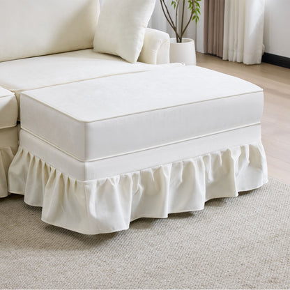 Cloud Sofa With Removable Ruffled Skirt With Ottoman And Flared Arms