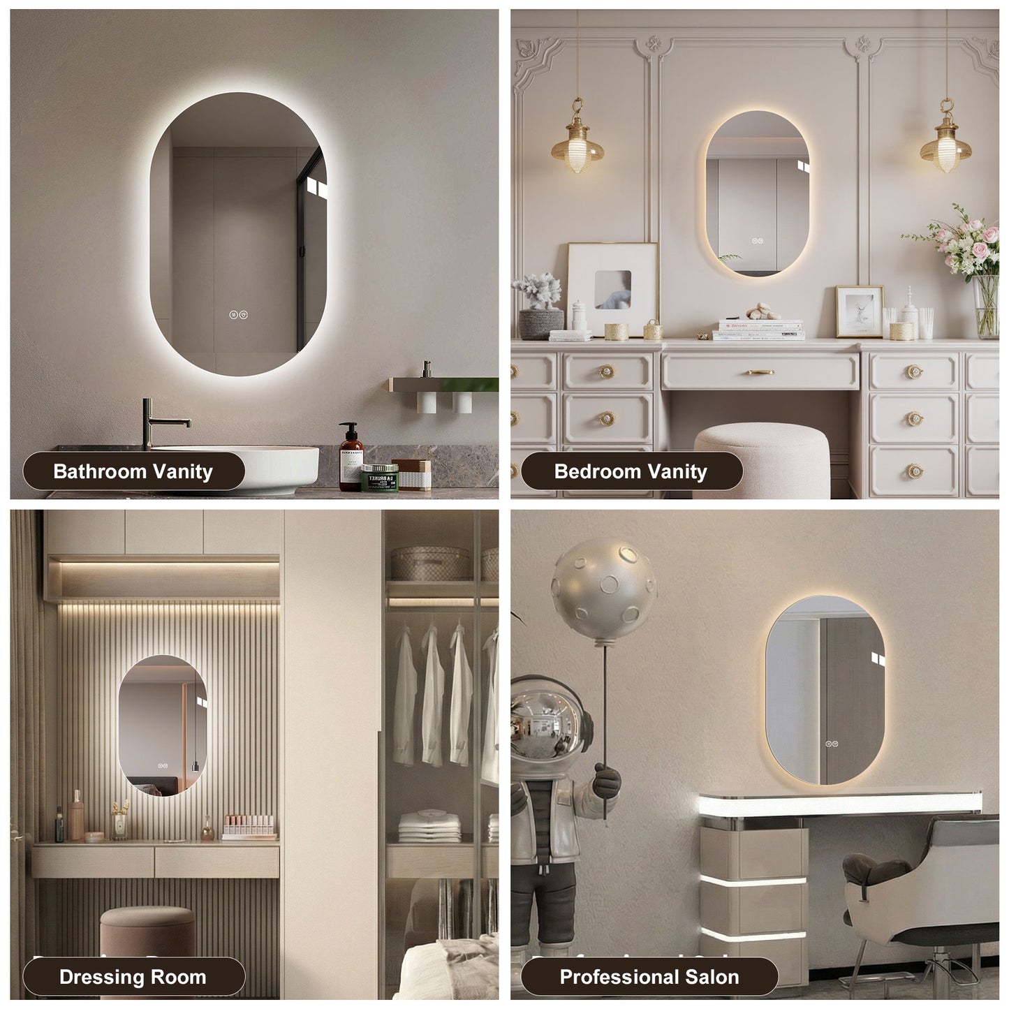 Smart Wall Mounted LED Touch Screen Mirror With Anti-Fog Function And Adjustable Lighting