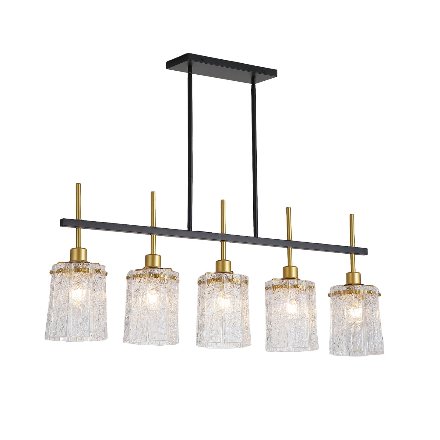 Chandelier 5 Light, Fixture Over Table - Black / Gold