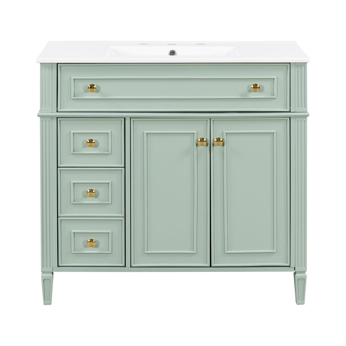 Bathroom Vanity With Sink, 3 Drawers & 2 Doors