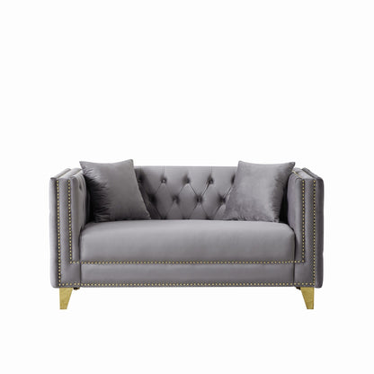 Deep Seat Sofa With Button Nailhead, Square Arm Couches