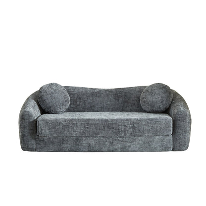 Curved Convertible Sofa, 2 In 1 Frameless Folding Sofa Bed With Pull Out Base And Deep Seat