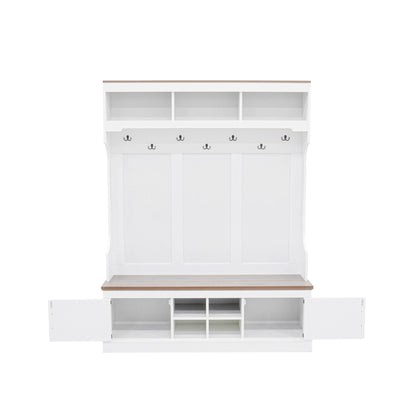 Farmhouse Hall Tree With Bench And Shoe Storage