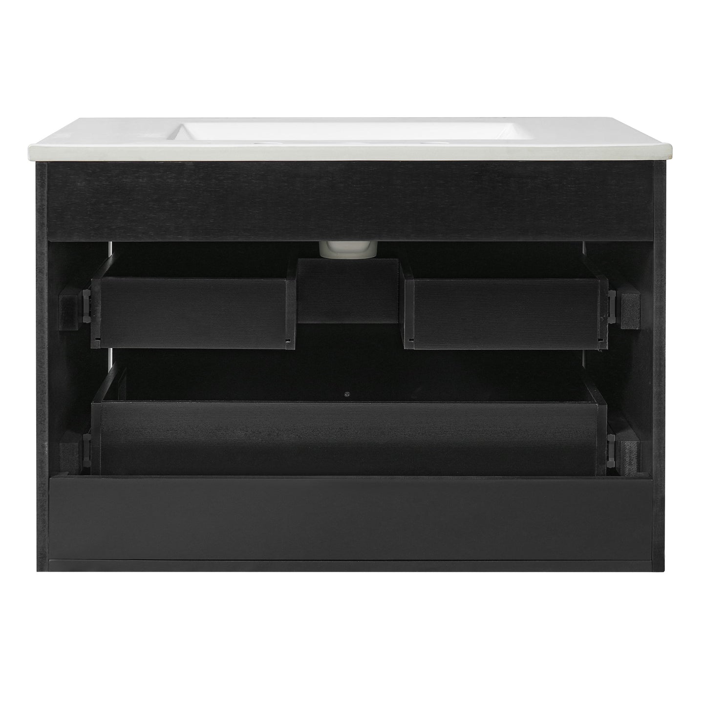 Floating Bathroom Vanity With Oval Knobs & Round Edge, Soft Close Drawer Slides