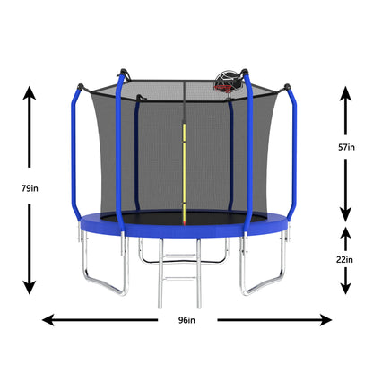 Trampoline With Basketball Hoop, Astm Approved Reinforced Type Outdoor Trampoline With Enclosure Net
