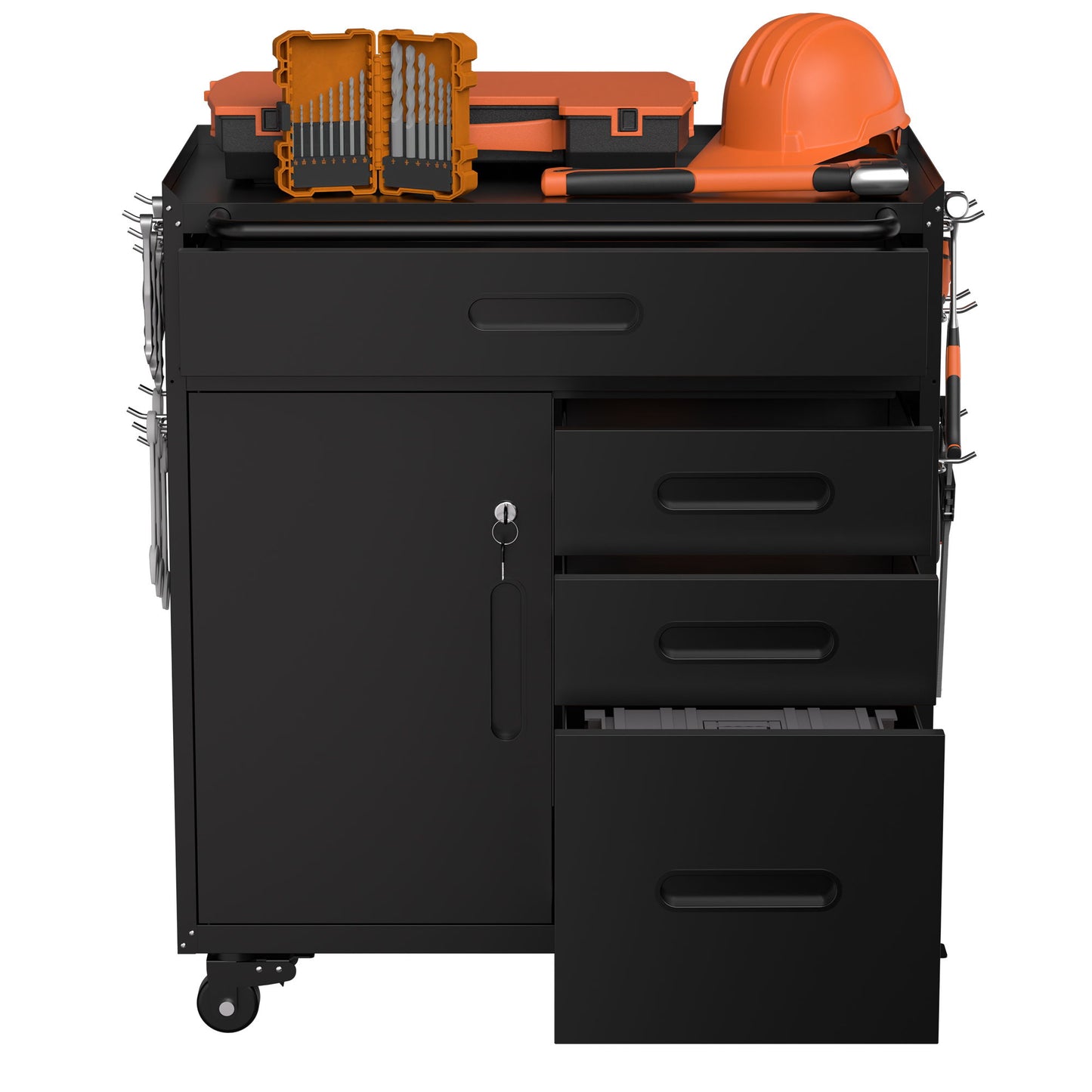 Rolling Tool Cabinet Heavy Duty Garage Storage With Lockable Doors