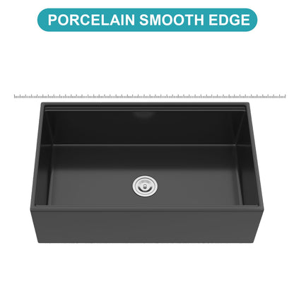 Porcelain Ceramic Farmhouse Sink Workstation With Reversible Apron Design - Single Bowl