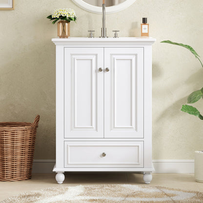Modern Bathroom Vanity With Sink, Cabinet With Drawer And Dividers, Rectangular Storage Unit