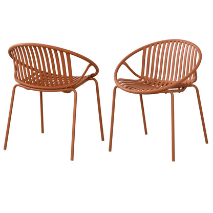 Stackable Outdoor Chairs With Breathable Plastic Backrest (Set of 2)