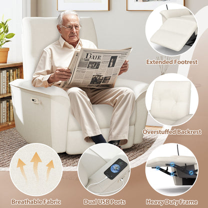 270° Power Swivel Rocker Recliner Chair With Phone Holder, Electric Glider Reclining Sofa With USB Ports For Living Room Bedroom - Beige