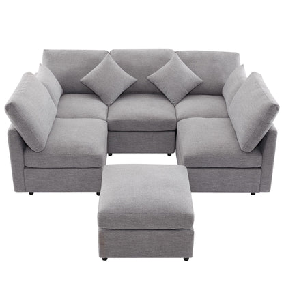 Sectional Sofa Modular U-Shaped With Ottoman & USB Ports
