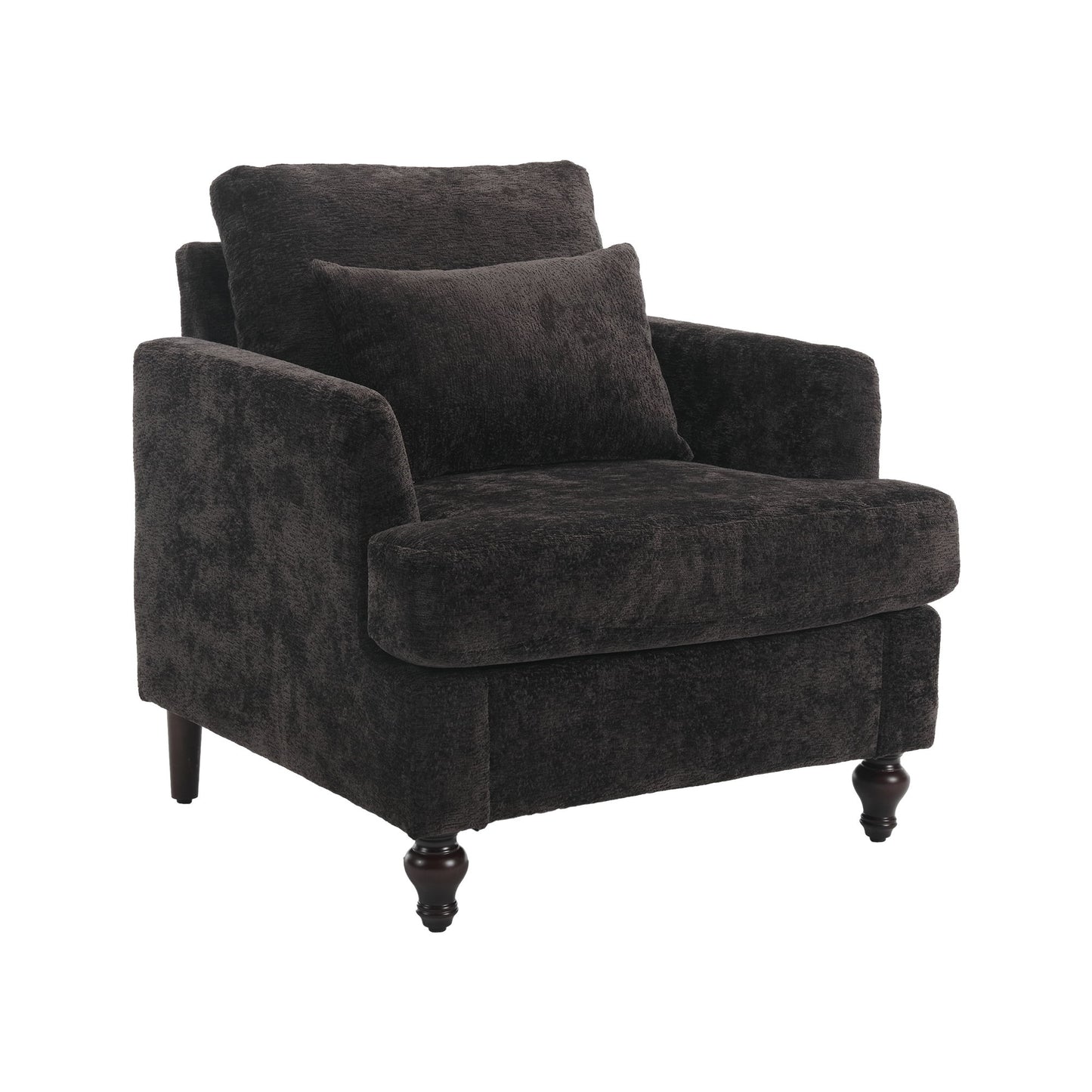 Modern Mid Century Wood Frame Armchair With Tufted Design