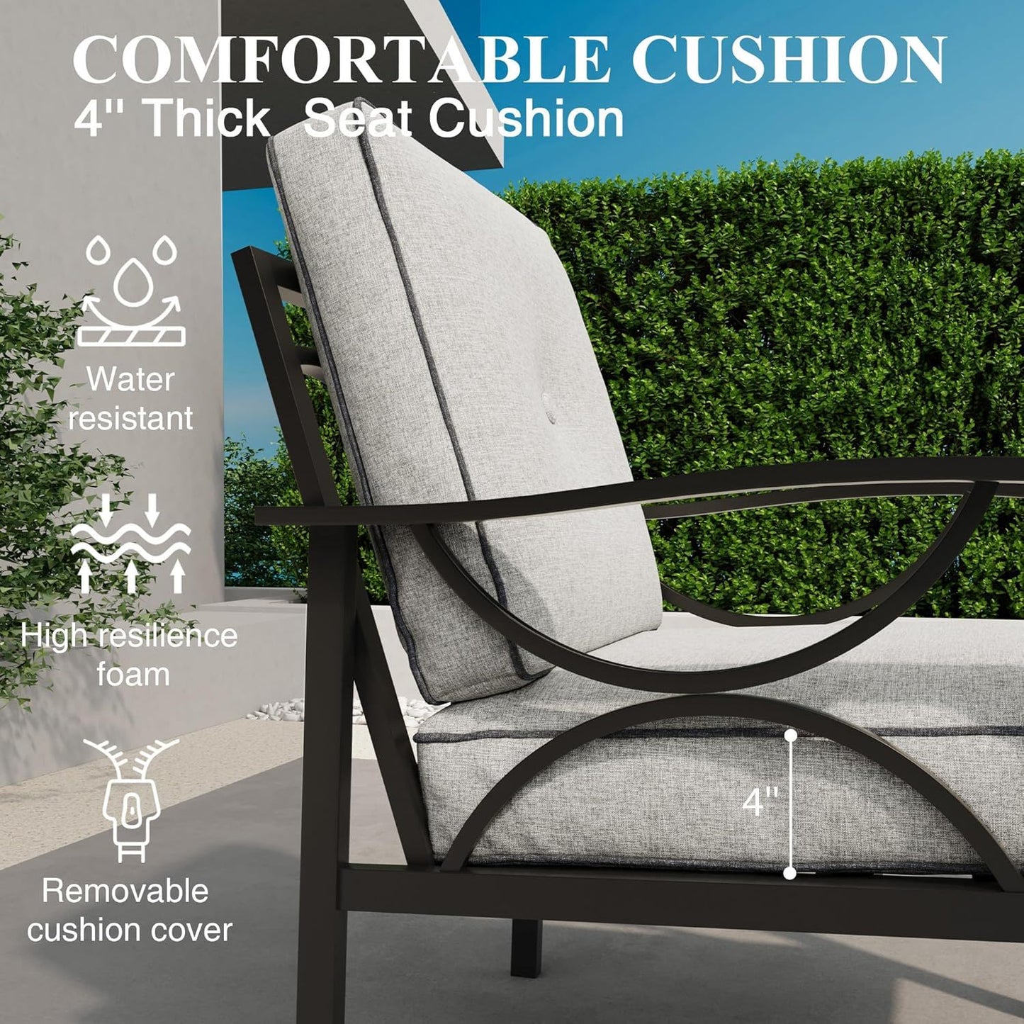 All Weather Loveseat 2 Seats Sofa With Cushions - Light Khaki / Beige