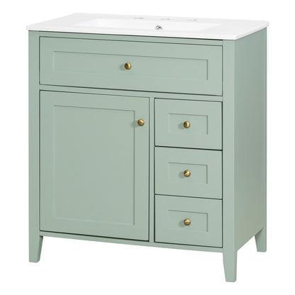 Bathroom Vanity With Sink, 3 Drawers And Adjustable Shelf