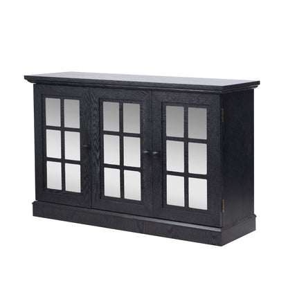 Storage Cabinet With 3 Mirrored Acrylic Doors, Adjustable Shelves