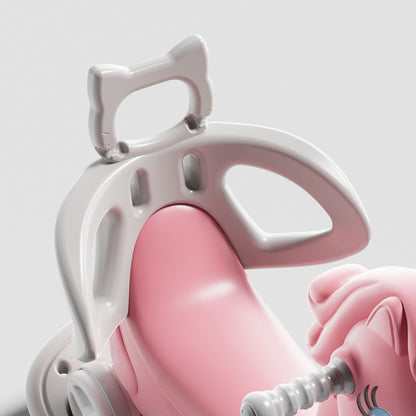 Unicorn Rocking Horse For Toddlers, Ride On Toy With Push Handle And Balance Board - Pink