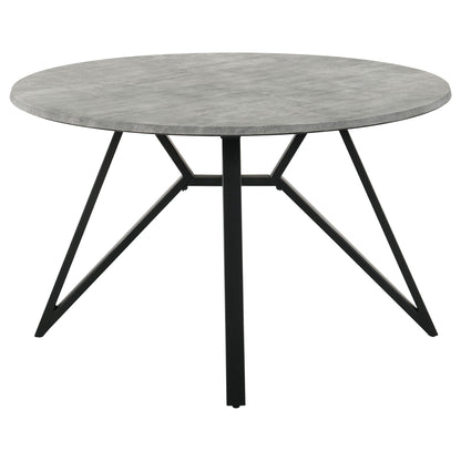 Vellux - 5 Piece Round Dining Table Set With Concrete Top Upholstered Chairs - Gunmetal