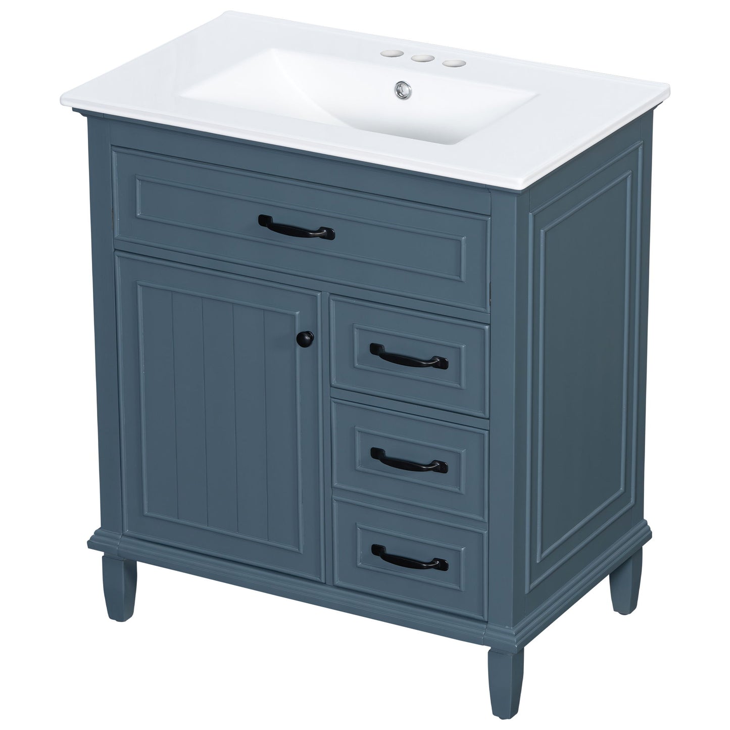 Bathroom Vanity With Sink Top, Flip Drawers, Adjustable Shelf