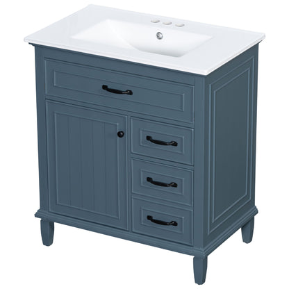 Bathroom Vanity With Sink Top, Flip Drawers, Adjustable Shelf
