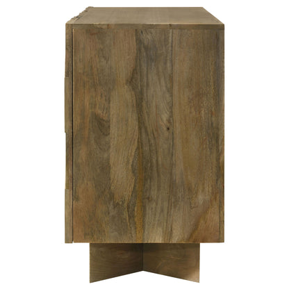 Roman - 3 Door Server With Chevron Design - Brown