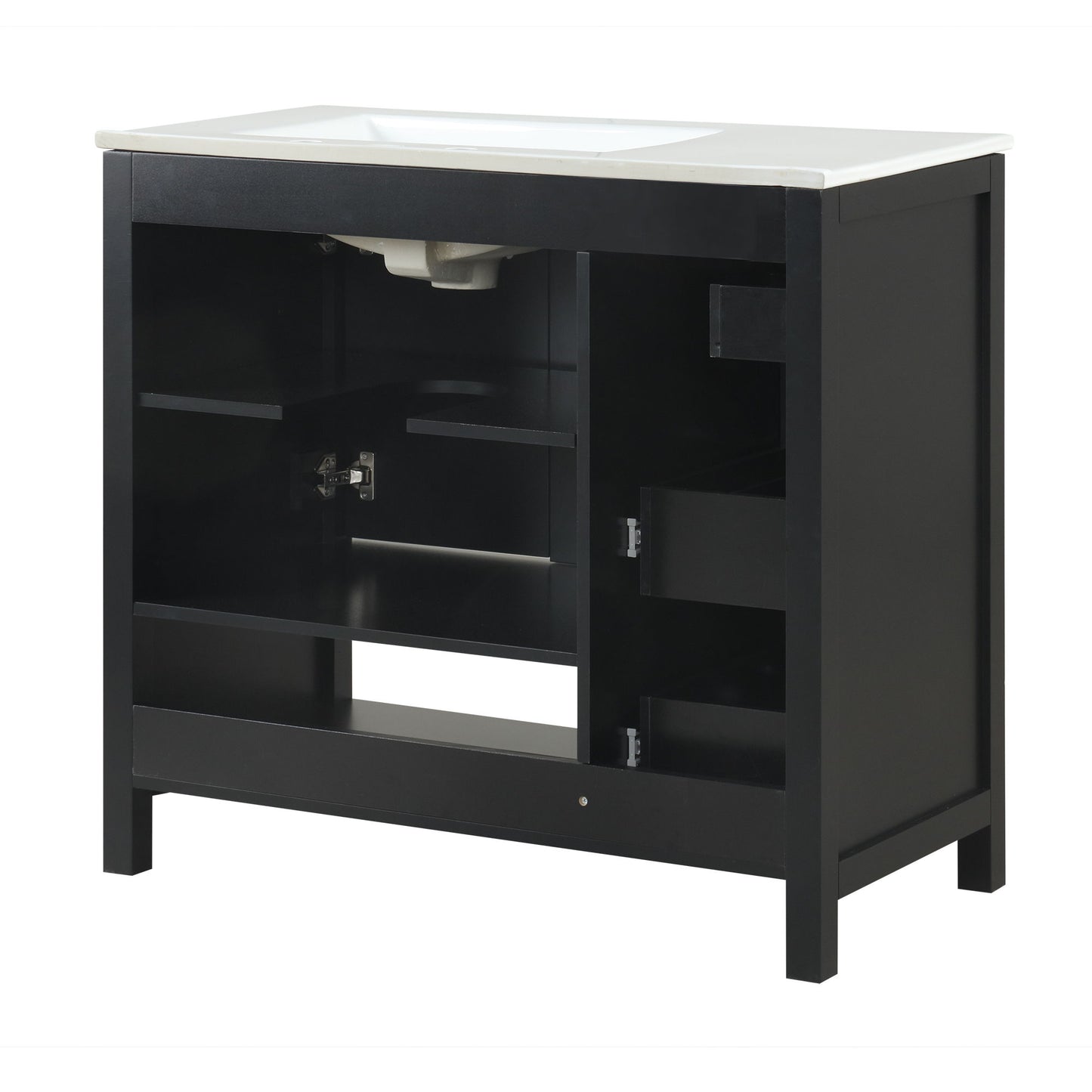 Bathroom Vanity With Sink Top, Bathroom Vanity Cabinet With 2 Doors And 2 Drawers, Open Shelf