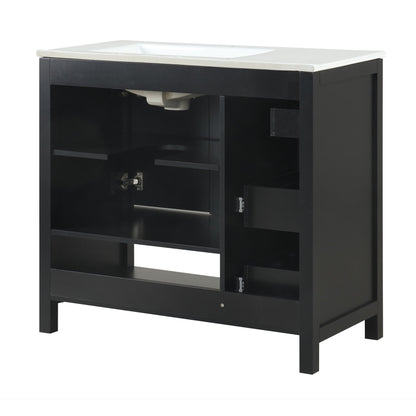 Bathroom Vanity With Sink Top, Bathroom Vanity Cabinet With 2 Doors And 2 Drawers, Open Shelf