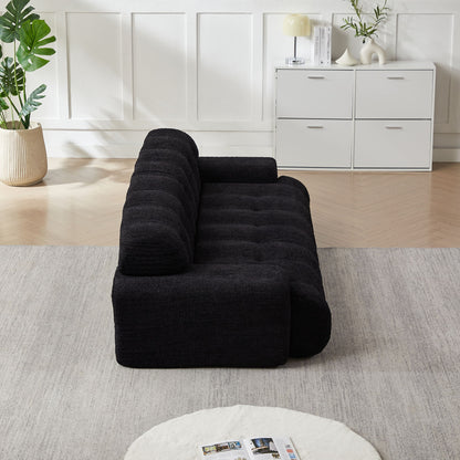 Cloud Series Minimalist Button Tufted Square Arm 3 Seater Sofa