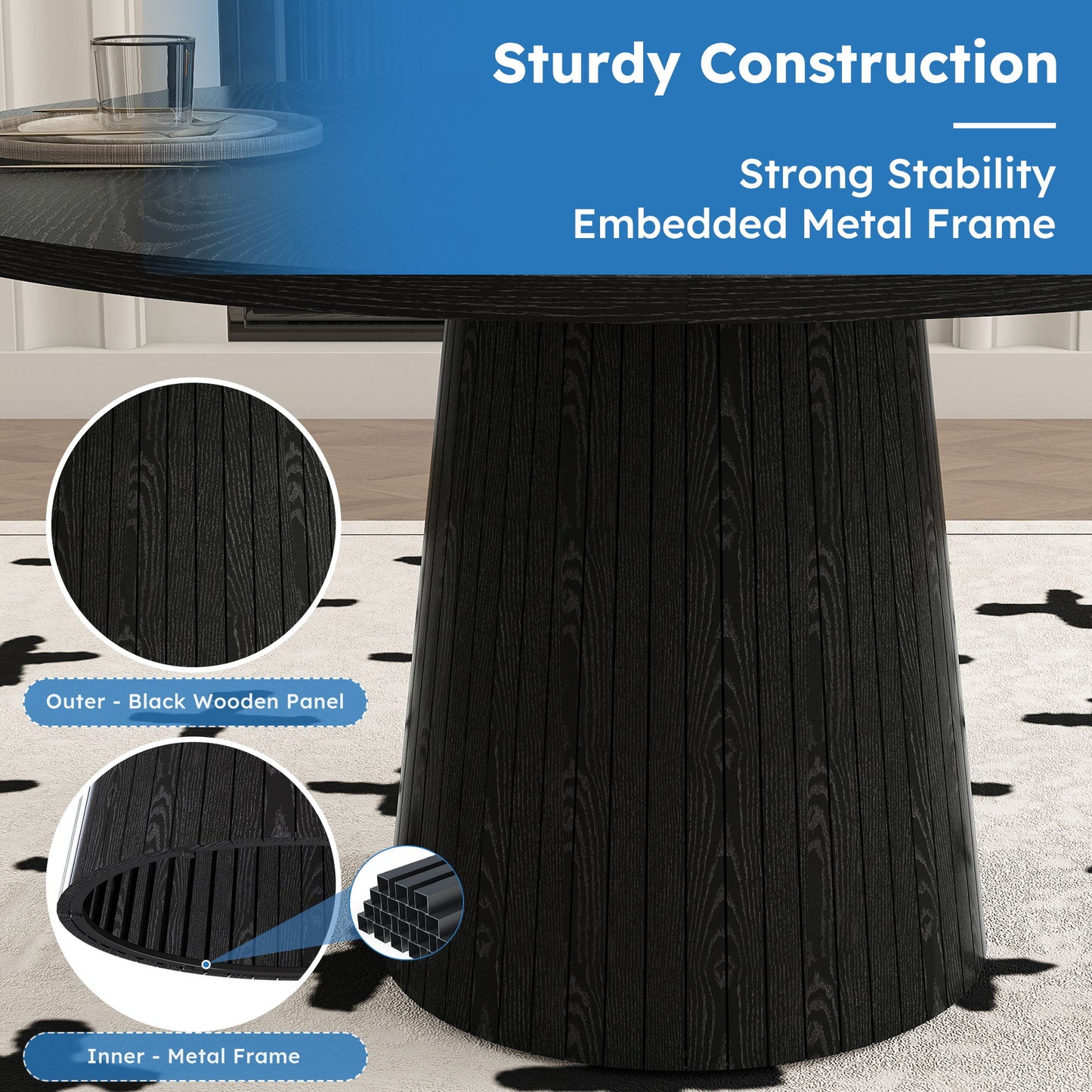 Round Dining Table With Strip Base